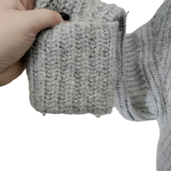Anthropologie Maeve Athena Cowl Neck Sweater Small Grey Thick Knit Cropped - Picture 6 of 12